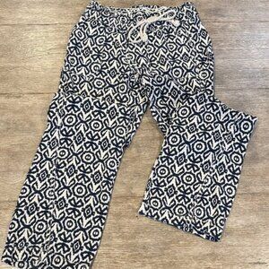 Women's Navy and White Patterned Straight Leg Beach 🏖️ Pants